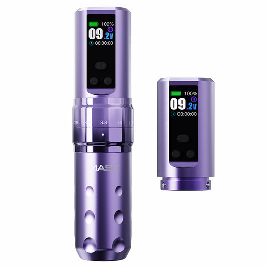 Double Battery Dragonhawk Wireless Tattoo Pen Machine 2.4-4.2MM Strokes Length | Mast Fold 2 Pro Purple